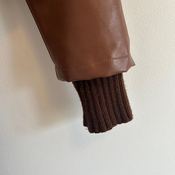 1970s Vintage Inspired Faux Leather Double Breasted Trench Coat Brown Size 2/4 - Picture 4 of 13
